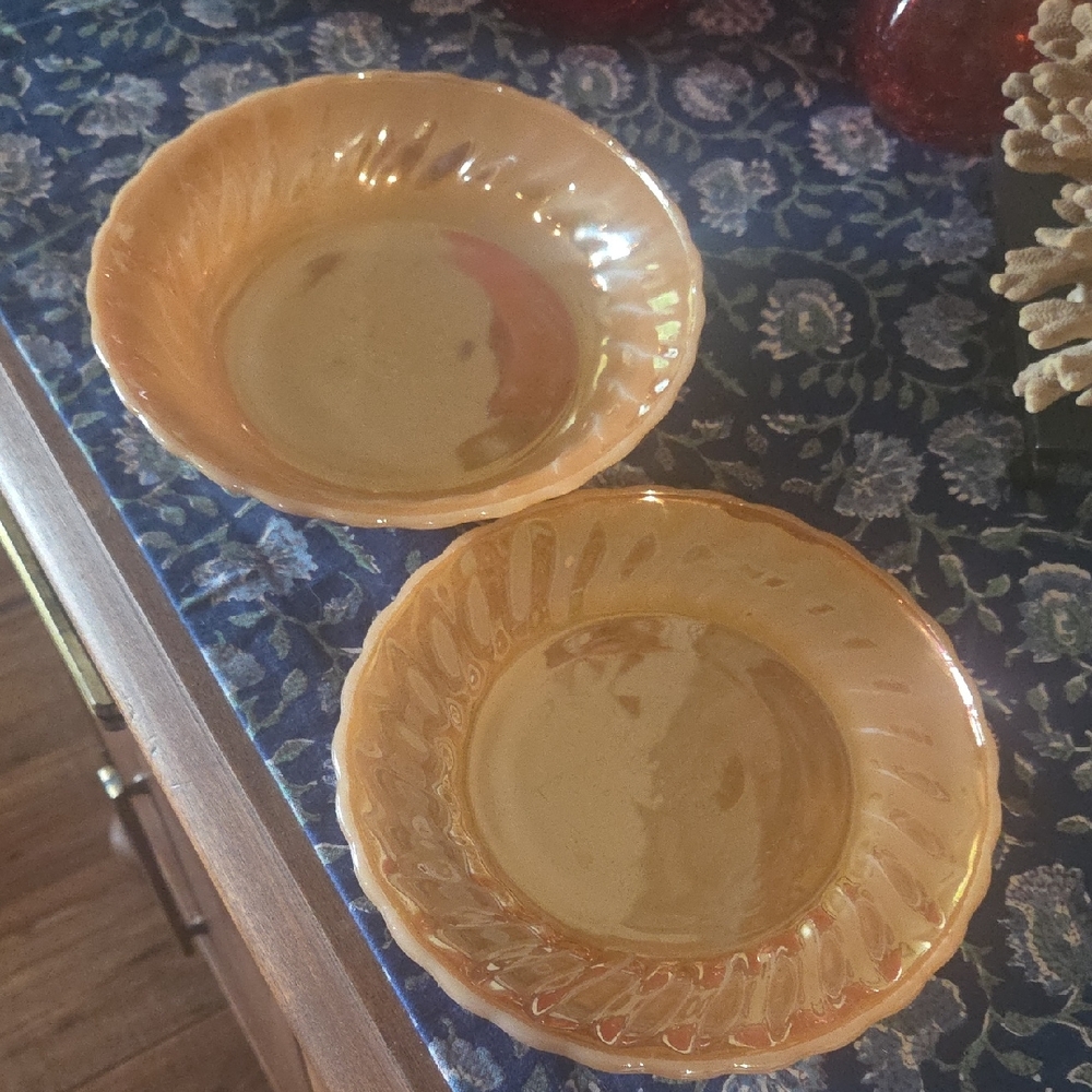 Set of Two Amber Glass Bowls